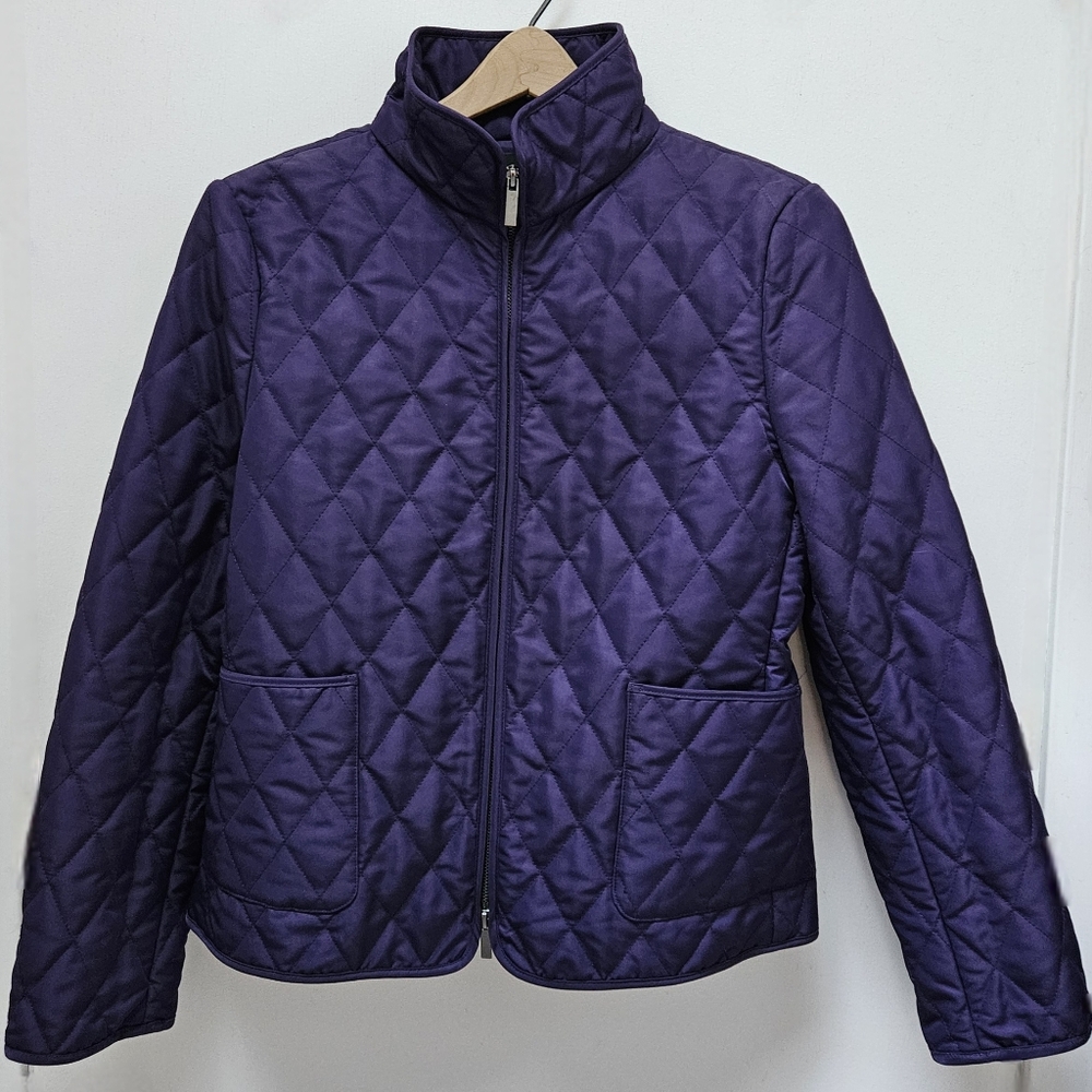 Paolo Alessia Women's Quilted Purple Jacket W/ Black polka dot lining-Sz S - Picture 8 of 8